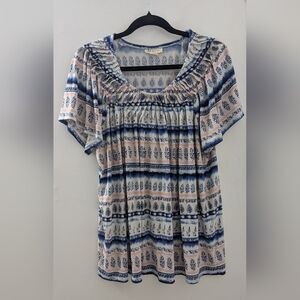 Bohemian Blue and Pink Women's Top